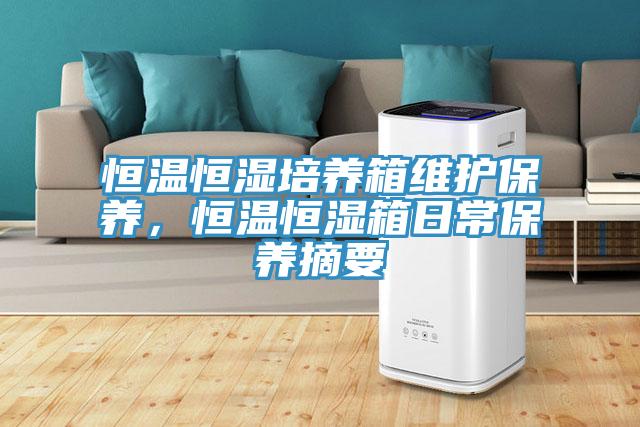 恒温恒湿培养箱维护保养，恒温恒湿箱日常保养摘要